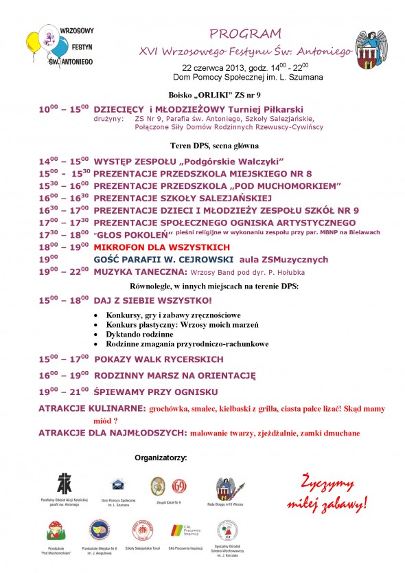 program festynu 2013