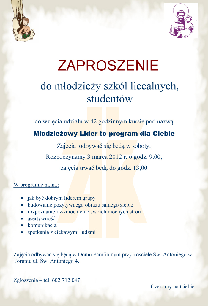 ZAPROSZENIE – Młodzieżowy Lider to program dla Ciebie