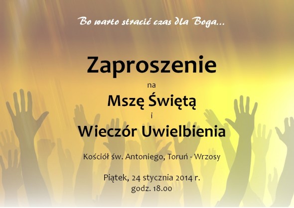 ZAPROSZENIE NA WIECZÓR UWIELBIENIOWY